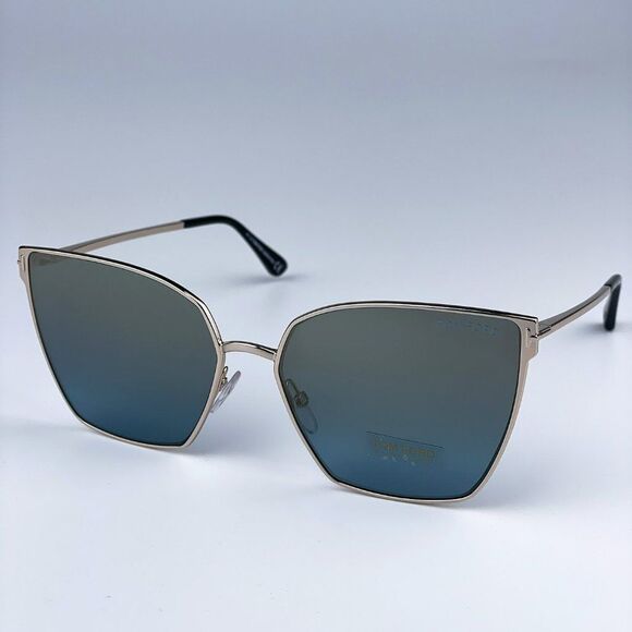 NEW Tom Ford FT0653/S 28V Gold Rose Blue Mirrored Metal Cat Eye Women Sunglasse main image 11